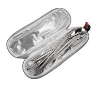 Ipetboom Set de Couverts Portable 7 Pièces en Acier Inoxydable 304 Argenté Cuillère, Fourchette, Baguettes et Boîte de Rangement, Kit Vaisselle pour Usage Extérieur et Voyage en Plein Air