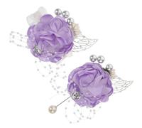 Ipetboom Set de Fleurs de Poignet pour Mariage Corsage et Boutonnière Artificiels Élégants pour Mariée Marié et Demoiselles Honneur Bracelets et Broches Décoratives pour Cérémonie et