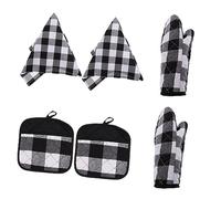 Ipetboom Set de Gants et Torchons de Cuisine Résistants Chaleur avec Maniques Isolantes pour Four et Barbecue Dérapants et Rangement Suspendu Pratique