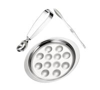 Ipetboom Set de Plateau Escargot Inoxydable pour Cuisson et Service avec Compartiments Antidérapants pour Fruits de Mer pour Escargots Coquillages et Fruits de Mer Variés