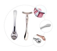 Ipetboom Set Massage Yeux Zinc Alliage Double Tête et Bâton pour Absorption Crème Visage Beauté