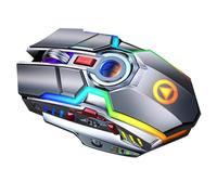 Ipetboom Souris de Jeu sans Fil Rechargeable RGB 7 Touches Silencieuse Ergonomique 2,4 Ghz Portée 15 M Gris Électrolytique pour Gaming PC Compétitif