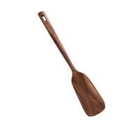 Ipetboom Spatule en Bois de Teck sans Vernis 33,8x6,4 Cm, Manche Long Ajouré, Résistante la Chaleur, Pelle Cuisine Antiadhésive pour Poêle, Ustensile Cuisine Professionnel pour Mélanger
