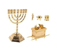 Ipetboom Statue Religieuse Juive Israël Décor de Table Réplique Historique avec Bougeoir Hanoukka Doré Ornement Spirituel pour Maison et Collection