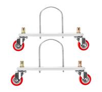 Ipetboom Support à roulettes pour Radiateur à Bain D'huile Électrique, Lot de 2 Pièces 2 Crochets en U, 2 Plaques Blanches et 4 Roues Pivotantes Rouges, Remplacement Solide pour Appareils