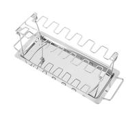 Ipetboom Support Cuisses Poulet Acier Inoxydable Fentes avec Bac Collecteur pour Rôtissoire Four Grill Extérieur Porte Ailes et Pilons de Poulet Accessoire Pratique pour Barbecue et Pique-