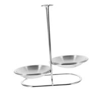 Ipetboom Support pour Cuillère de Service Acier Inoxydable avec Double Bol Amovible Porte Cuillère Robuste pour Cuisine et Salle à Manger Facile à Nettoyer et Transporter