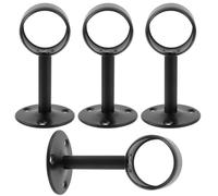 Ipetboom Support Tringle à Rideau Plafond en Acier Inoxydable Noir, Lot de 4 Pièces, Base Ronde 32 MM, Montage Simple, pour Salon et Chambre