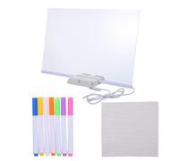 Ipetboom Tablette Acrylique Lumineuse LED 30x20cm avec Stylos Effaçables, Tableau Message Léger et Stable pour Cafés et Bureaux Modernes