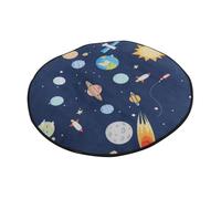 Ipetboom Tapis Rond pour Chambre Garçon Fille Motif Cartoon Univers Lavable et Épais Décoration Ludique pour Garçon Fille Tapis Éveil et Jeux Polyvalent