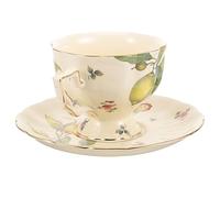 Ipetboom Tasse à Café Céramique avec Soucoupe Résistante et Ouverture pour Thé et Latte Vintage pour Thé Après Midi Français et Anglais