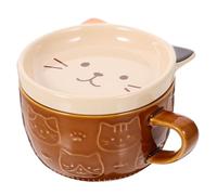 Ipetboom Tasse à Café en Céramique avec Couvercle Mug Décoratif Chat aux Trois Couleurs Tasse à Lait Légère et Stable Gobelet pour Maison et Bureau Présent Original pour Amateurs de