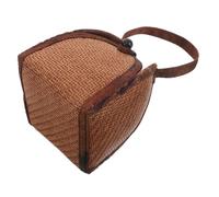 Ipetboom Tea Cup Storage Travel Bag Portable Handmade Rattan Organizer with Sealed Closure for Outdoor Picnics and Adventures