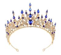 Ipetboom tiare wedding bride gala Accessoire de mariée noble diadèmes et couronnes accessoires de mariage Douane or bandeau couronne de style baroque Tiara de mariage alliage Blue