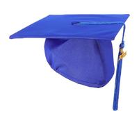 Ipetboom Toque de Remise de Diplôme Ajustable 2025 Bleu Roi en Polyester avec Pompon Traditionnel, Chapeau de Bachelier pour Adultes, Fournitures et Décorations de Chapeaux de Graduation,