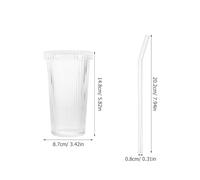 Ipetboom Verre Transparent à Rayures Verticales avec Couvercle et Paille Gobelet Multifonction pour Café Thé Jus et Eau Design Simple et Pratique pour Maison et Bureau Réutilisable