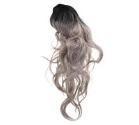 Ipetboom Wig Long Wavy Grey Gradient Synthetic Hair For Women Heat Resistant Curly Party Cosplay Costume Natural Look