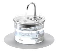 iPettie Fontaine à eau en verre pour chat, 2 L, pour chats et chiens avec 2 têtes de pulvérisation, filtration à 3 étapes, distributeur d'eau automatique, verre et acier inoxydable