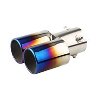 IPEVMLZ 1 Pièce 2.5" Entrée Décorative Chrome Pour Tuyau Terminal Styling Auto Garniture Échappement Auto Silencieur Tuyau Queue Acier Inox Double Sortie Courbée(Bleu,Droit)