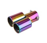 IPEVMLZ 1 Pièce Échappement Universel Double Sortie 63mm Pour Voiture Garniture Argent Noir Embouts D'Échappement Modifiés Accessoire Extérieur Auto(Coloré,Droit)