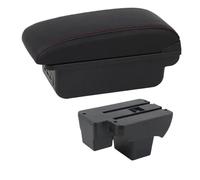 IPEVMLZ Boîte À Accoudoir Auto Pour VW Pour Polo 2019 2020 2021 2022 2023 2024 Boîte De Rangement Interface USB(Ligne Rouge C1)