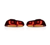 IPEVMLZ Feux Arrière De Voiture Pour VW Pour Golf 6 Mk6 2008-2013 | Ensemble De Feu Arrière Clignotant À Scintillement D'eau Qui Coule(Red Smoked)