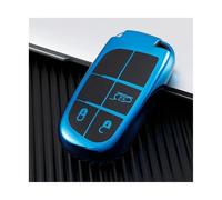 IPEVMLZ pour Jeep pour Renegade pour Grand pour Cherokee pour Dodge pour Journey pour Charger pour Chrysler 200 300C TPU Coque Clé Voiture(Bleu)