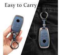 IPEVMLZ pour Mercedes pour Benz A220 E63S AMG E LE 350 pour 4MATIC E300 E400 E43 W213 Coque Clé Voiture Alliage Zinc Porte-clés Étui(Noir)