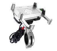 IPEVMLZ Support Téléphone Moto avec Chargeur Rapide USB QC3.0 3A Accessoires Cyclisme(Argent)