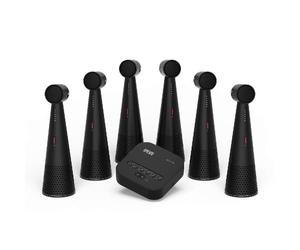 Ipevo vocal hub + 6 totems Système audio Bluetooth avec hub et 6 speakerphones à 360°, idéal pour de très grands espaces de conférence.