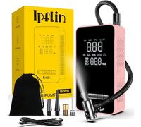 Ipflin Gonfleur de pneu sans fil - Pompe à vélo électrique portable 150 PSI avec affichage numérique, accessoires de pneus rechargeables pour voiture, vélo et moto avec manomètre et lumière LED