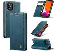 Iphone 12 Mini Case, Iphone 12 Mini Case, Vintage Soft Nubuck Leather Flip Wallet Case Cover Flip Wallet Stand Flip Case Cover For Iphone 12 Mini Blue Green