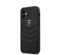 Ferrari Coque en Cuir Noir Compatible avec iPhone 12 Mini