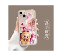 (iPhone 12 Pro, Pink Laboo) Cute rabbit ears labubu iphone16 mobile phone case iPhone15promax all-inclusive 14 shell 13 transparent