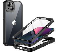 Iphone 13 Case 6.1 Inch With Built-In Tempered Glass Screen Protector, 360 Degree Full Body Heavy Duty Protection Shockproof Case Cover (Black)