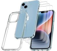 Iphone 13 Case, Iphone 14 6.1 Inch Case, With 3 Armor Tempered Glass Films, Never Yellowing Military Standard, Shock Resistant And Scratch Resistant Protective Case Transparent