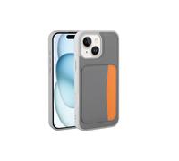 iPhone 14 Case with Card Holder, X-Card, PU Leather Cover Orange