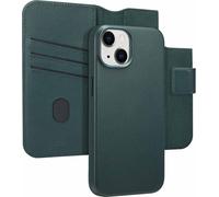 iPhone 14 étui iPhone 14 coque de protection Leather Bookcase 2-in-1 met MagSafe Véritable cuir vert foncé Accezz