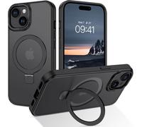 Iphone 15 Plus Case With Stand, Magnetic Compatible With Magsafe, Translucent Matte Back Cover Shockproof Anti-Scratch Back Case For Iphone 15 Plus 6.7 Inch, Black
