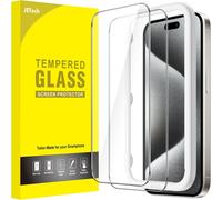 Iphone 15 Pro 6.1 Inch Screen Protector, Bubble Free, Tempered Glass Film With Easy Installation Tool, Case Friendly, Hd Clear, Pack Of 2