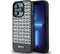 DKNY Coque de protection iPhone 15 Pro – bande inférieure, logo métal, MagSafe – Noir