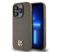 IPhone 15 Pro Max Case - DKNY Leather Pattern Metal Logo MagSafe (DKHMP15XPSHRPSW) - Brown