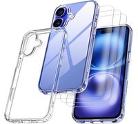 Iphone 16 Case, With 3 Armor Tempered Glass Films, Never Yellowing Military Standard, Shock Resistant And Scratch Resistant Protective Case Transparent