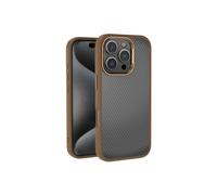 iPhone 16 Pro Case Carbon Fiber Look Glossy Camera Frame Venus Cover Coffee