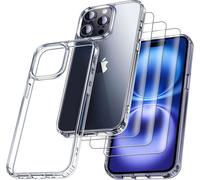 Iphone 16 Pro Case, With 3 Armor Tempered Glass Films, Never Yellowing Military Standard, Shock Resistant And Scratch Resistant Protective Case Transparent