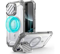 Iphone 16 Pro Magnetic Case With Camera Protector Adjustable Stand [Magsafe Compatible] (Ubmag Xt) Military Protection Rugged With Kickstand For Iphone 16 Pro 6.3 Inch,White