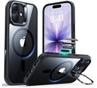 Iphone 2025 Case,Military Grade Drop Protection,Stash Stand,Camera Control Protection,Compatible Magsafe Cloud Series,Transparent Black