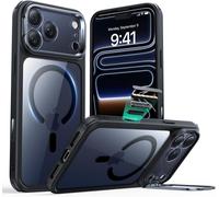 Iphone 2025 Pro Max Case,Military Grade Drop Protection,Stash Stand,Camera Control Protection,Compatible Magsafe Cloud Series,Transparent Black
