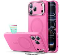 Iphone 2025 Pro Silicone Case With Military Grade Drop Protection Stand Stash Protection For Camera Control Compatible Magsafe Cloud Series Pink