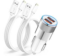 Iphone Car Charger With 2 Lightning Cables [Apple Mfi Certified],Fast Usb Car Cigarette Lighter Charger 2.4 A Usb Car Charger Adapter For Iphone 14 13 12 11 Pro Max/Xs/X/8/7.[T5]